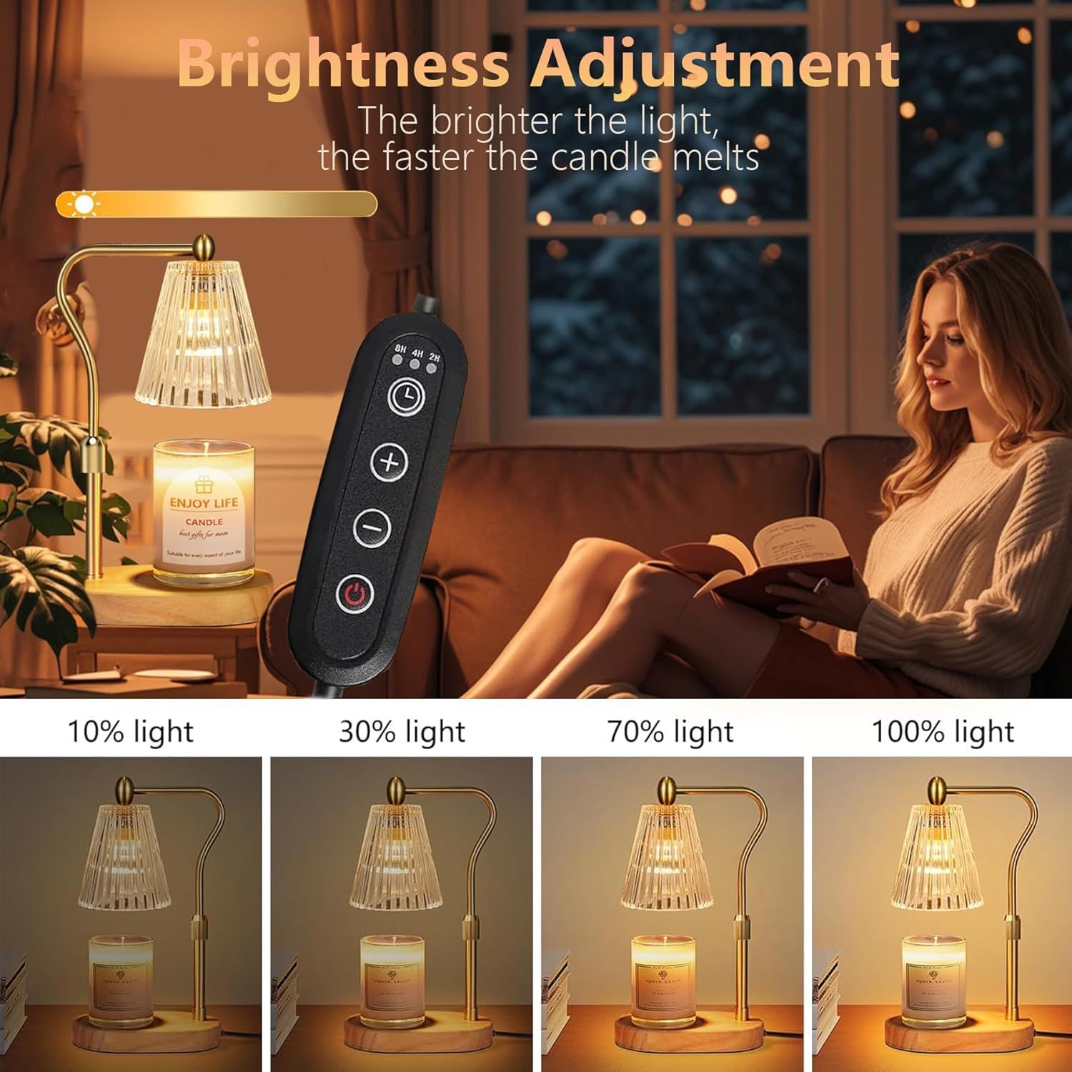 Wakouter Candle Warmer Lamp, Wax Melt Warmer for Scented Jar Candles, with Timer Dimmer, Adjustable Height Candle Lamp, for Women Birthday Gift, Mothers Day Gifts,Home Office - Safe Stylish Gift Idea - 01 image number 2