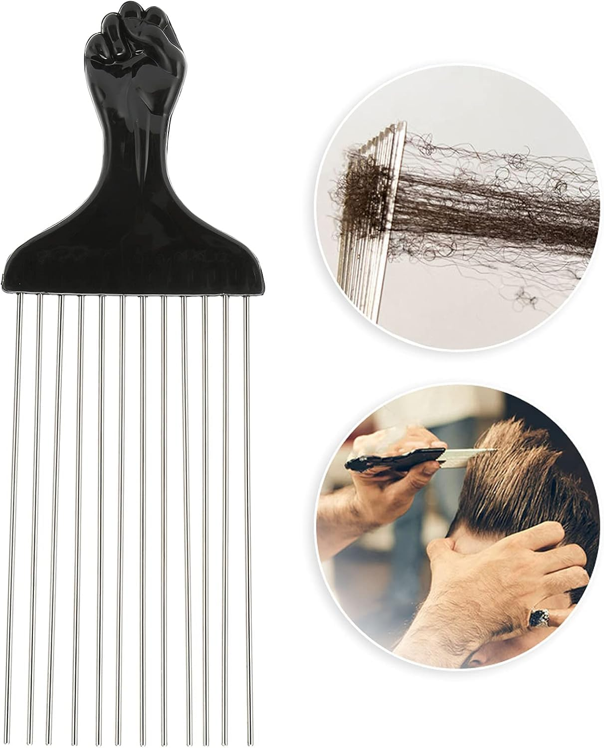 Metal Afro Hair Comb Hair Pick Comb, 2Pcs Metal Afro Hair Pick Combs,Metal Afro Comb African Pick Comb,Afro Comb Metal Pick Comb,Metal Hair Pick Comb,Afro Hair Comb Metal Curling Comb Hair Picks Comb image number 6