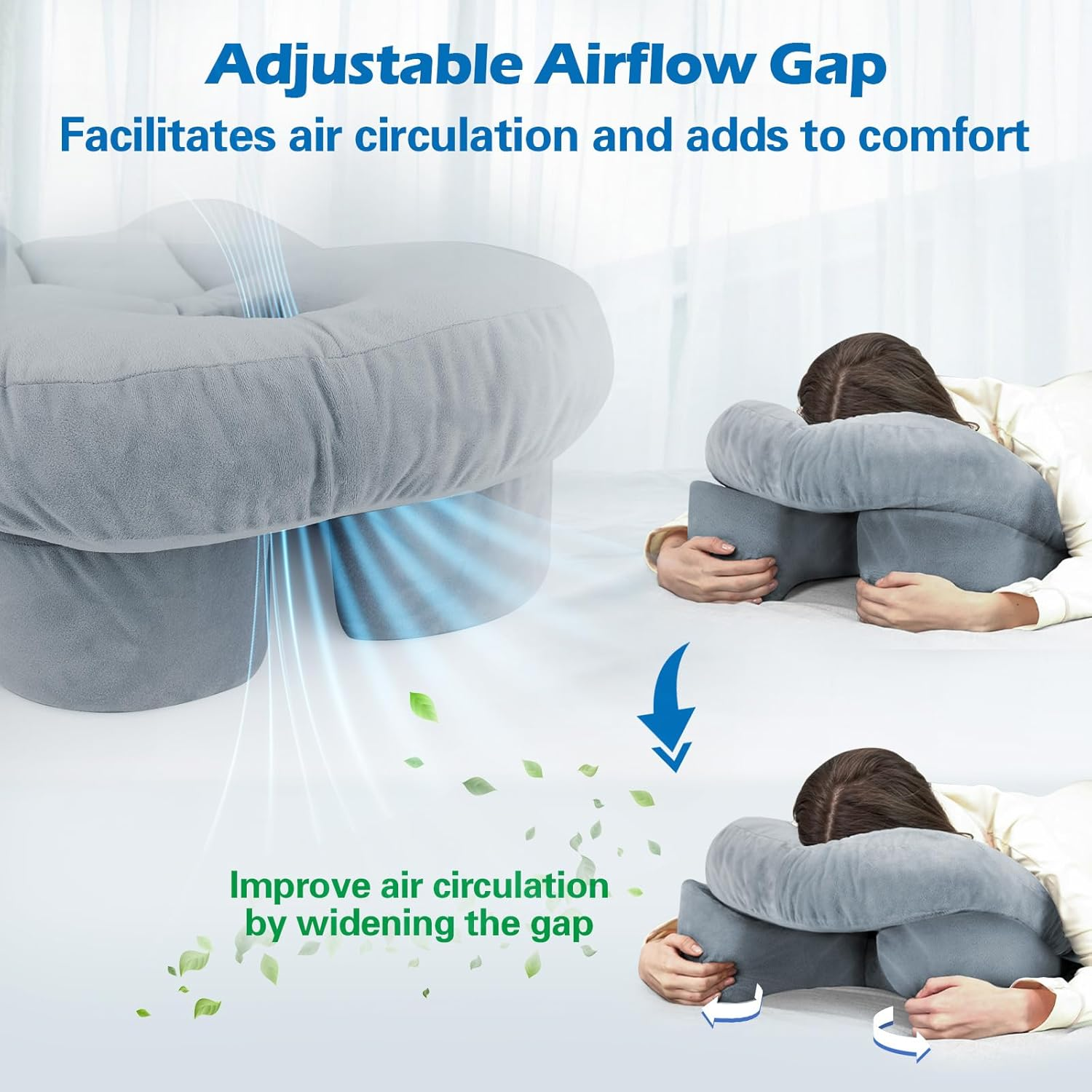 HOMCA Face down Pillow for Eye Surgery &ndash; Stomach Sleeping Pillow with Soft Support, Home Massage Pillow with Shredded Memory Foam for Bbl/Retinal Surgery, Not for Adults with Larger Body Frames