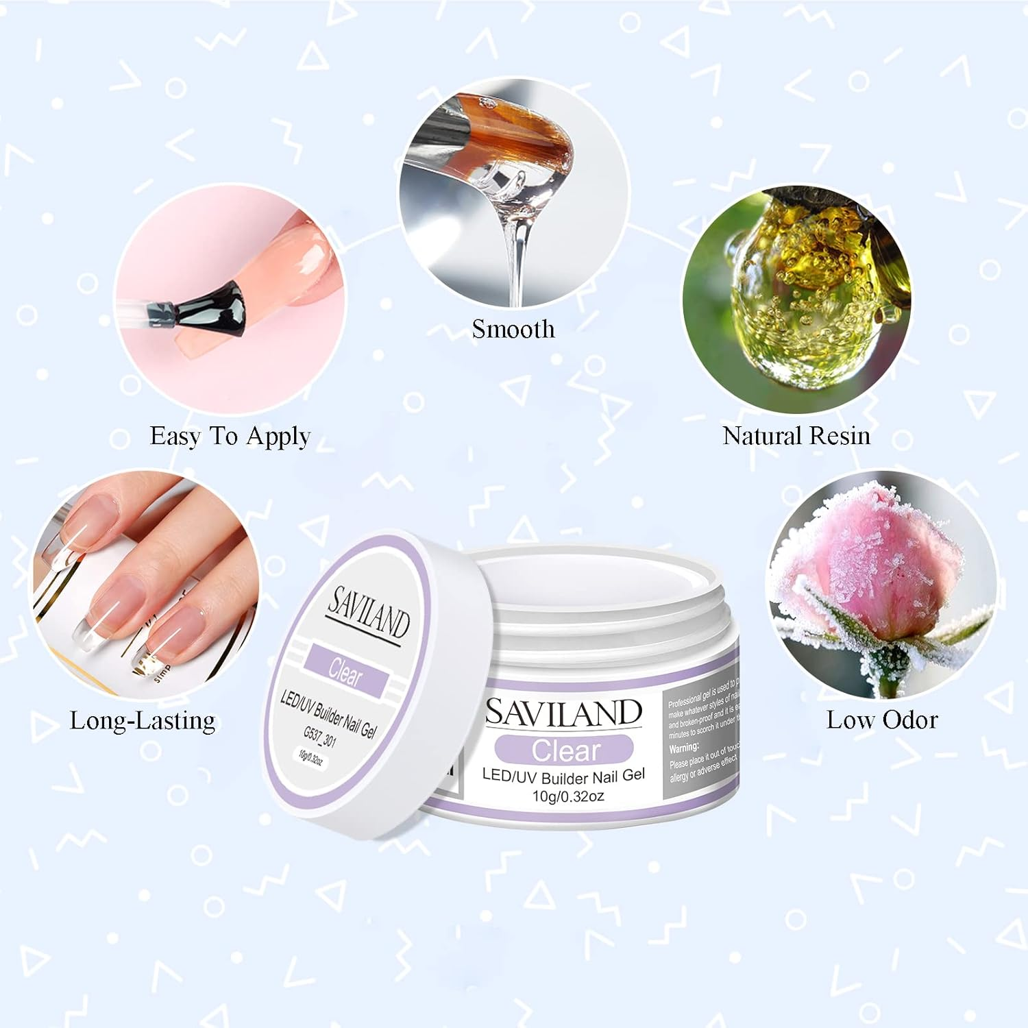 SAVILAND Builder Nail Gel Set &ndash; 2 Basic Colors Nail Extension Kit Clear Nude Nail Strengthen Gel with Nail Brush 100Pcs Nail Forms for Nail Extension at Home Nail Salon, Nail Art DIY image number 2