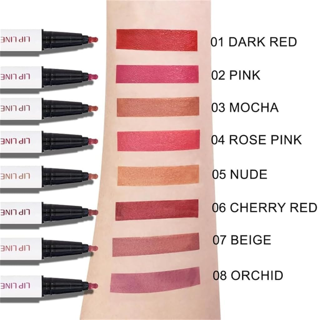 Coolstory Longwear Liquid Lip Liner, 2-In-1 Waterproof Longwear Liquid Lip Liner, Liquid Lip Liner Pen, Matte Lip Stain Marker, Quick-Drying Long-Lasting Matte Liquid Lipstick (8PCS) image number 2