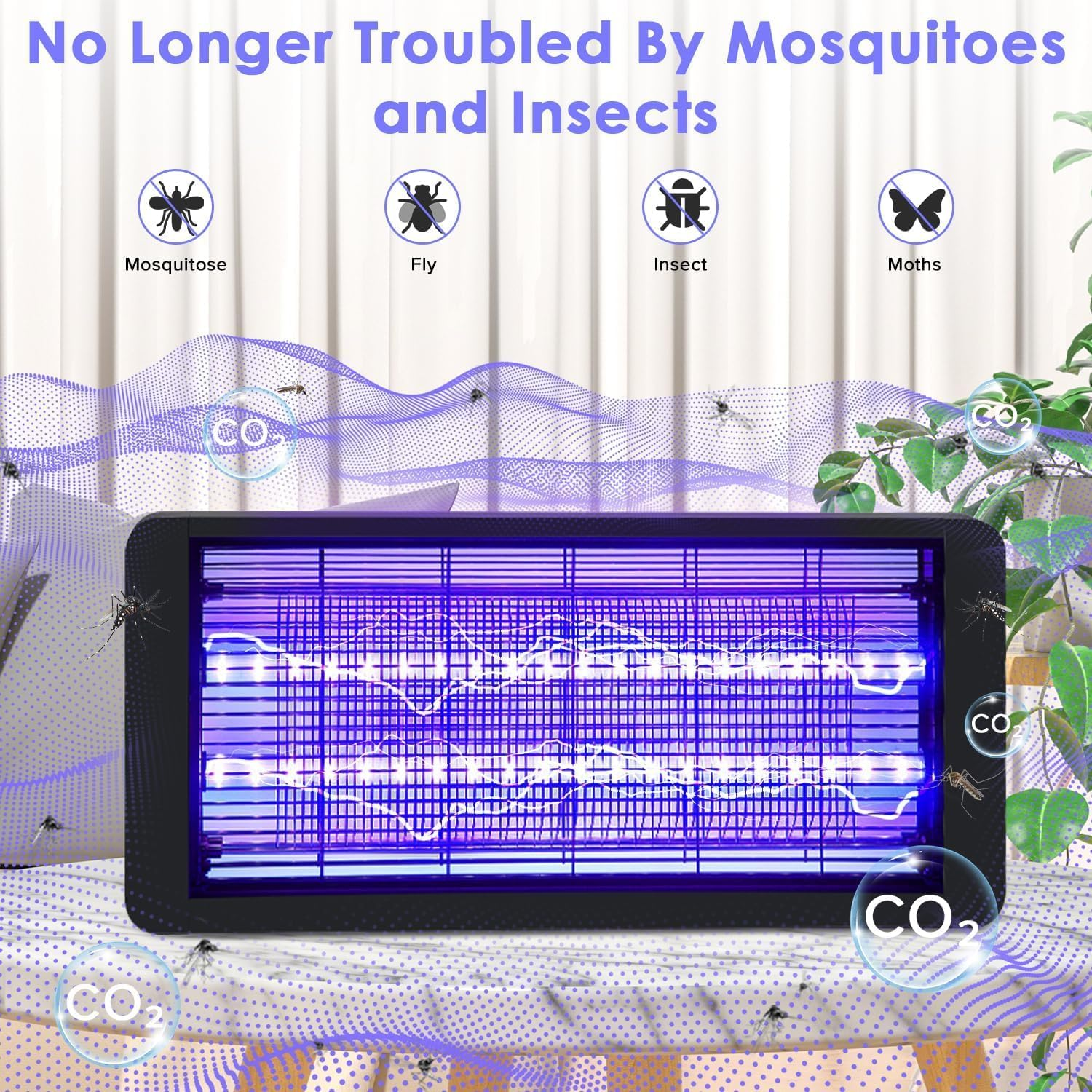 40W Electric Mosquito Zapper, Electric Bug Zapper with Powerful Grid, Chemical-Free Insect Trap, Safe Moth Zapper Machine with Wall-Mounted Design Insect Killer Lamp for Shop Restaurant Garden Yard image number 6