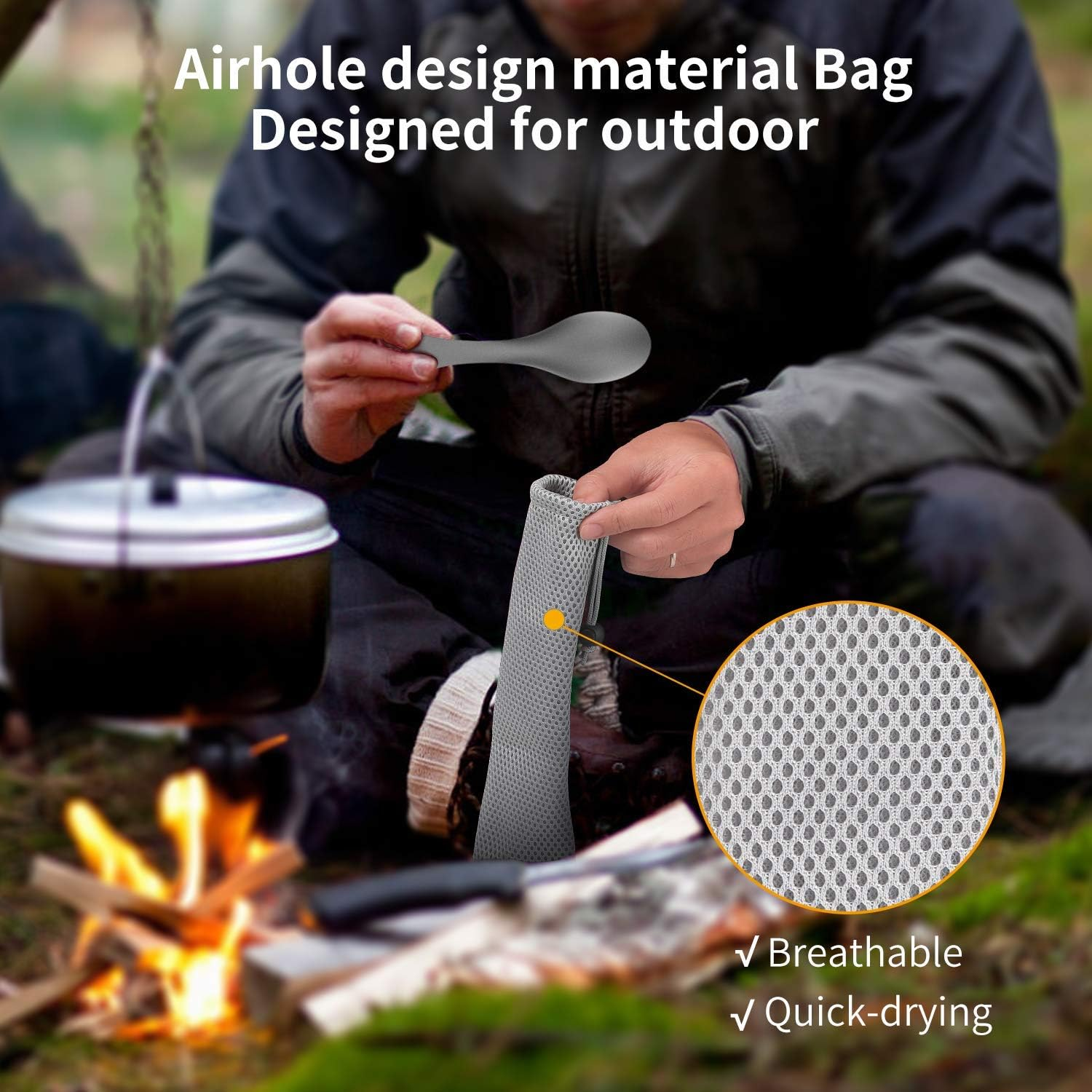 OUTXE Titanium 2 in 1 Fork and Spoon Combo 2-Pack Ultra Lightweight Camping Utensil, Eco-Friendly Spork for Backpacking, Hiking, Outdoors image number 3