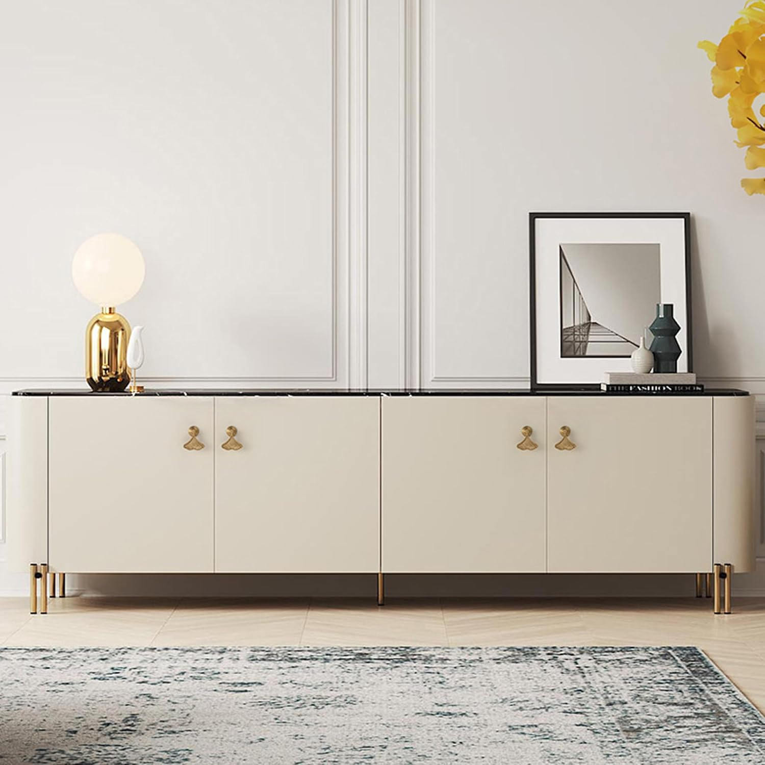 6 PCS Golden Ginkgo Leaf Shape Knob Handles, Drop Pendant Pull Handle with Screws, Hardware Drawer Single Hole Carved Pattern Handle for Wardrobe Cupboard Closets Cupboard image number 2