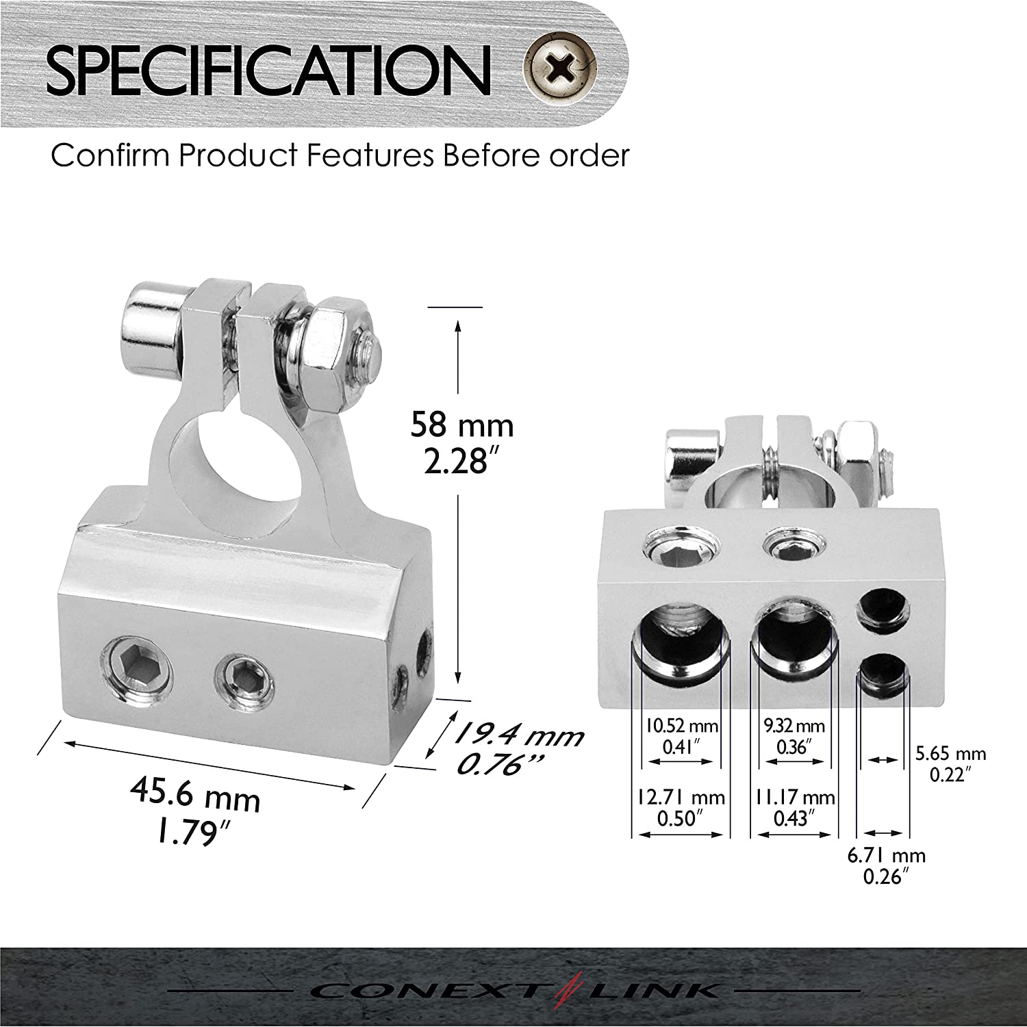 Conext Link BTZ1-2 Battery Terminal Postive Negative 8 4 2 1/0 Gauge 2 Pack image number 4