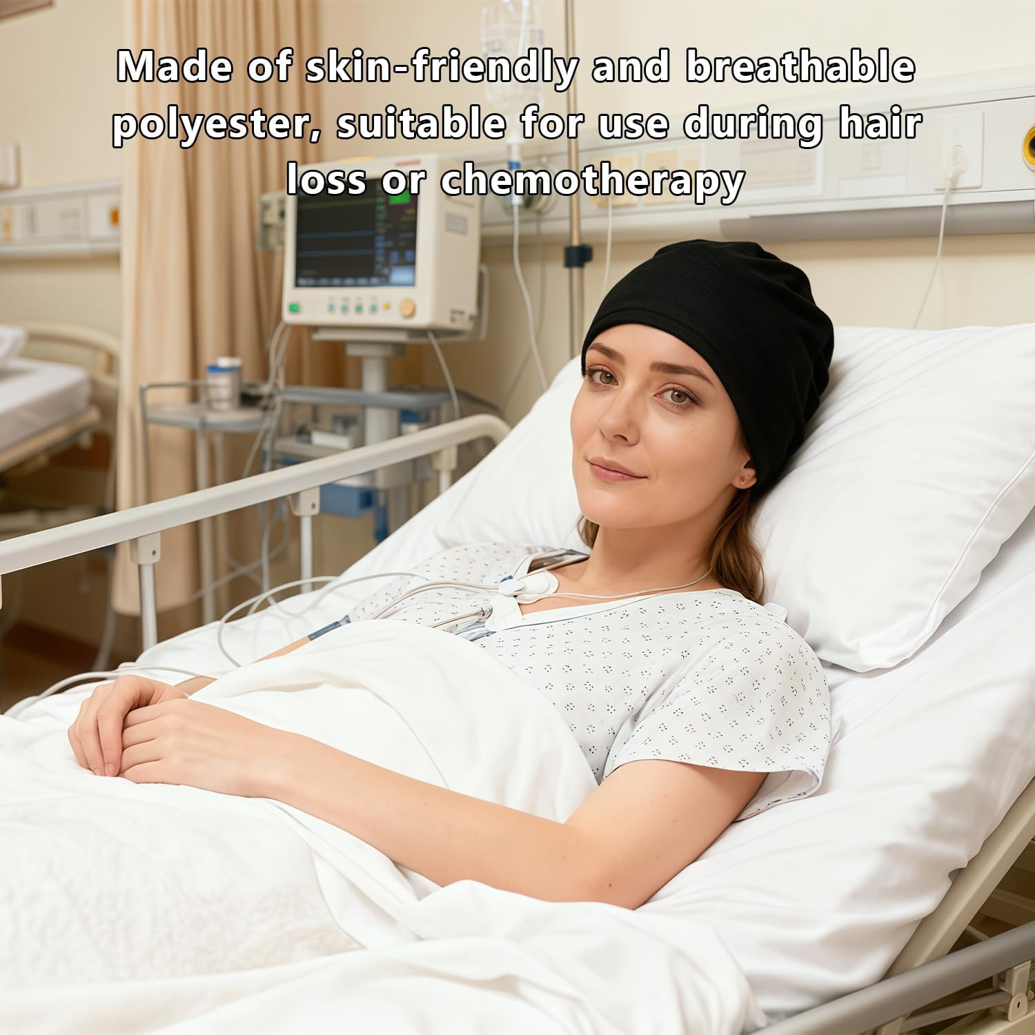 9 PCS Chemo Hats for Women, Breathable Cancer Headwear Elastic Chemo Hats for Hair Loss, Solid Beanie Skull Cap for Sleeping, Hair Bonnet for Patients Recovery, Daily Wear image number 4