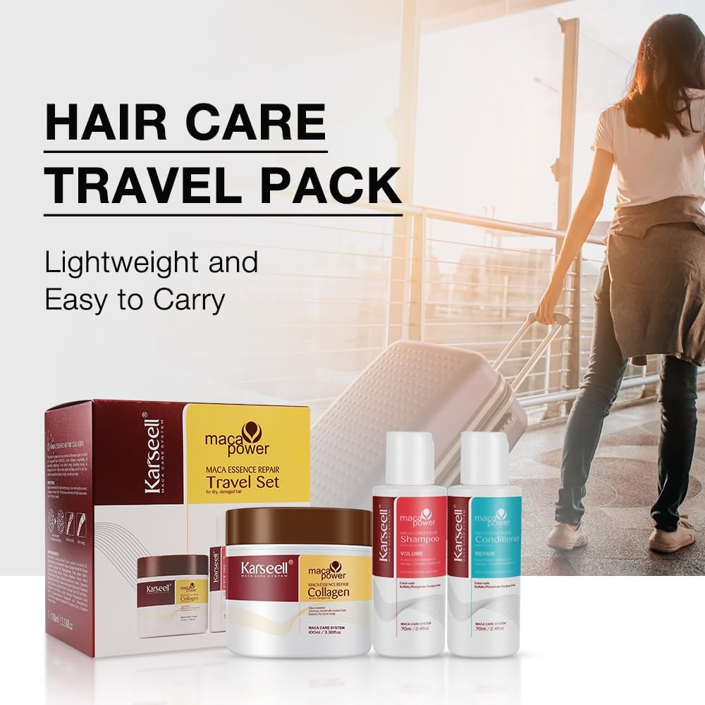 Karseell Hair Treatment Travel Set Deep Repair Conditioning Mask Shampoo and Conditioner, 100Ml + 70Ml + 70Ml image number 1