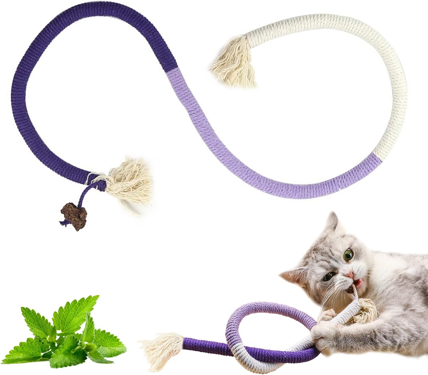 SUOXU Catnip Toy Chewing Cotton Rope, Interactive Cat Toy for Indoor, Filled with Natural Catnip, Used for Cats Dental Care against Bad Odor, 1 Cat Toy (Orange)