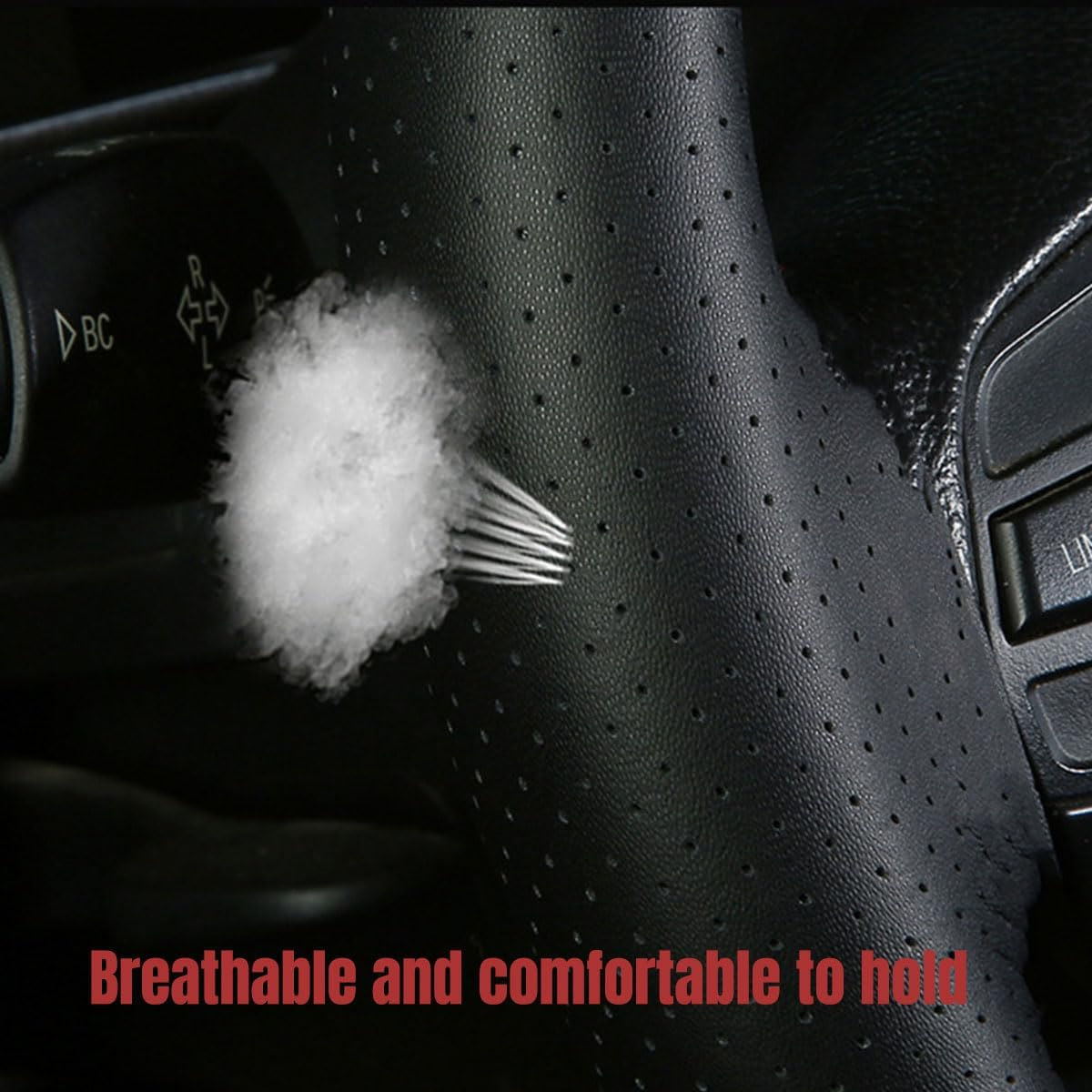 AIMALL Real Cow Leather DIY Car Steering Wheel Cover - Soft Glossy Finish, Fits 37Cm-38Cm (15 Inches) Steering Wheels