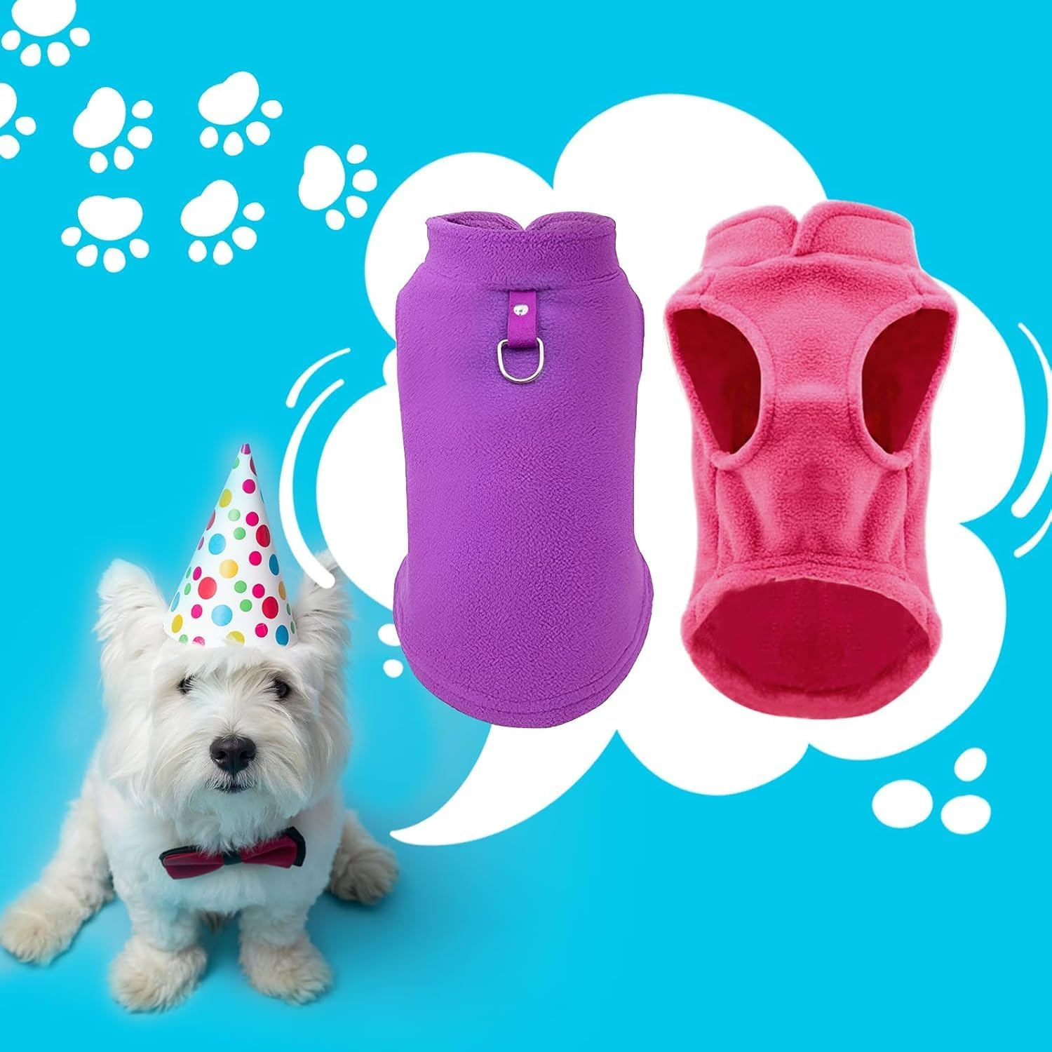 2 Pack Fleece Warm and Soft Winter Jumpers for Small Dogs and Cats(Purple+Rose, M) image number 6