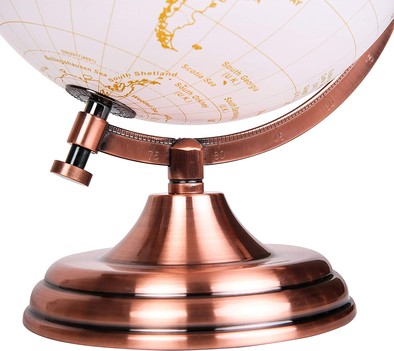 Exerz World Globe (Dia 8"/20 Cm) - Educational/Geographic/Modern Desktop Decoration - Metallic Golden World Globe Diameter 20 CM