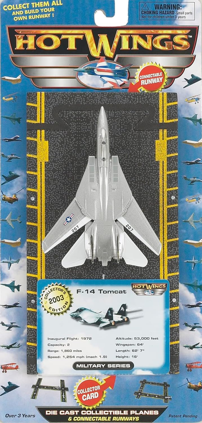 Hot Wings Planes F-14 Tomcat Jet (Jolly Rodgers) with Connectible Runway, Silver image number 1