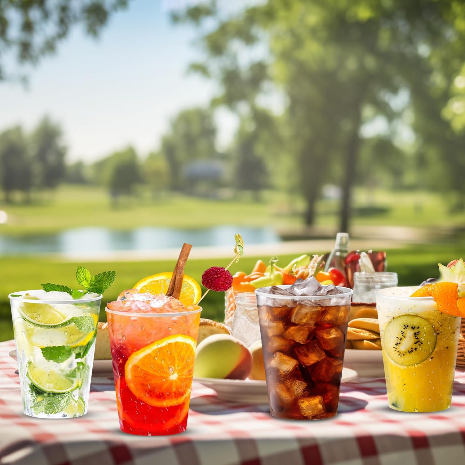 Pack of 50 Plastic Cups, Reusable 360 Ml Frosted Plastic Cups, Party Cups Set for Drinks Parties, Birthday, Wedding, Christmas image number 2