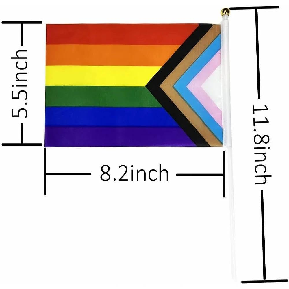 Rainbow Pride Flag 50 Pack Mini Outdoor Handheld Flags with Plastic Pole, Durable Polyester Colourful Pride Flag for Parade, Garden, Party D&eacute;cor &ndash; Ruibex image number 1