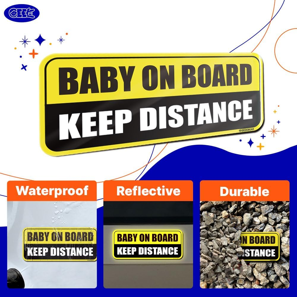 Baby on Board Magnet_Rectangular Type (1 Pack) (Yellow/Black) - Light Pink/Turquoise image number 4