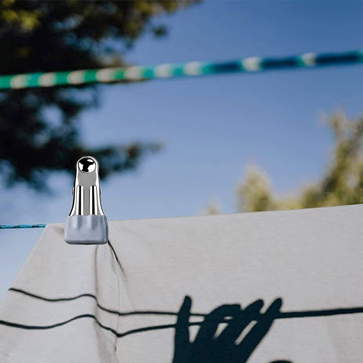 Heavy Duty Clothes Pins for Hanging, Stainless Steel Strong Clips for Crafts, Beach Towel, Kitchen, Fabric, Utility Drying Pegs, Outdoor Clothesline - White image number 2