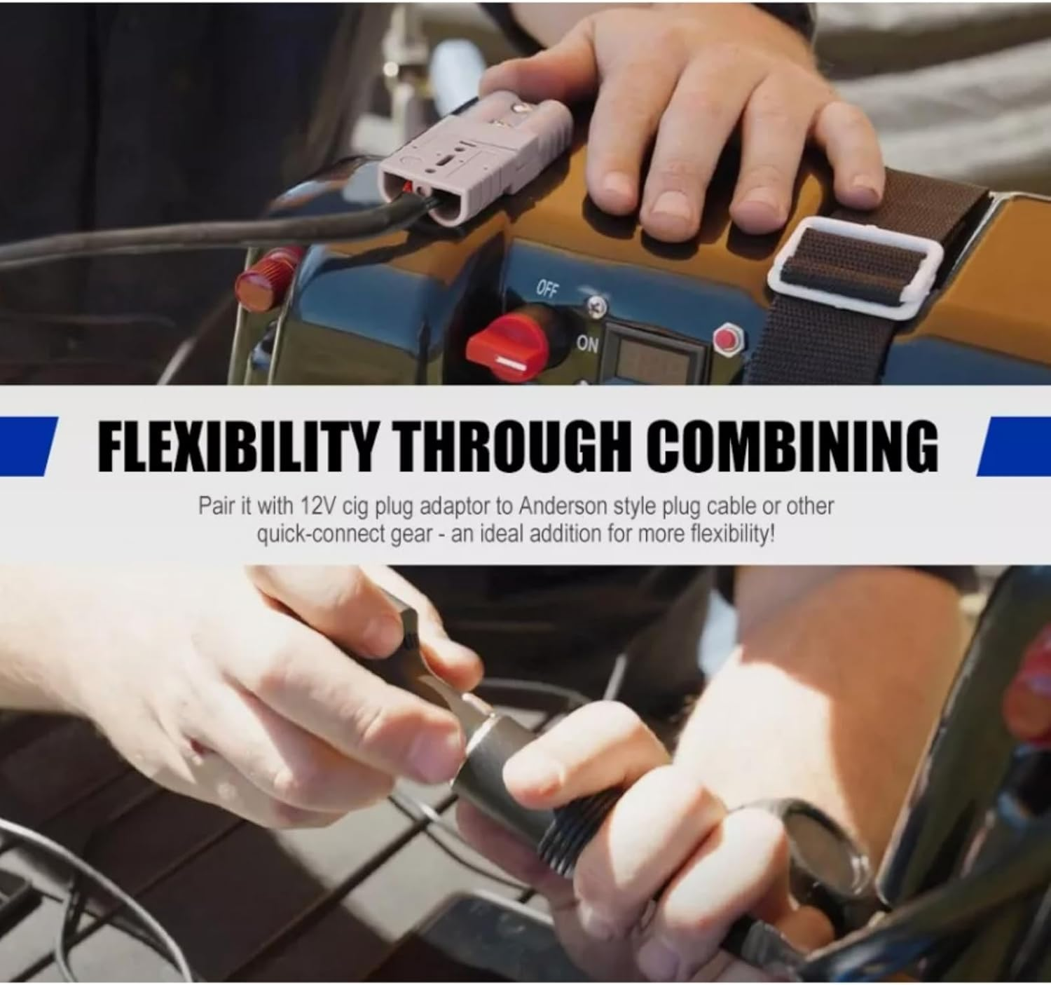 KUGONTC 600V 12V Cigarette Female Socket to Anderson Cable 30CM, 16AWG Cig Extension Wiring Kit with 50A Anderson Style Connector, for In-Car Small Appliances image number 3