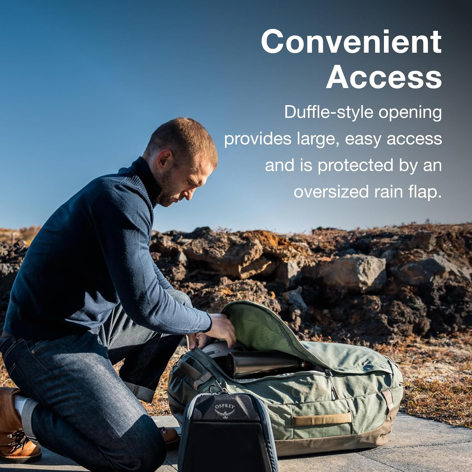 Osprey Transporter Travel Duffel Bag, Blue Flame/Nocturnal Blue, 40L