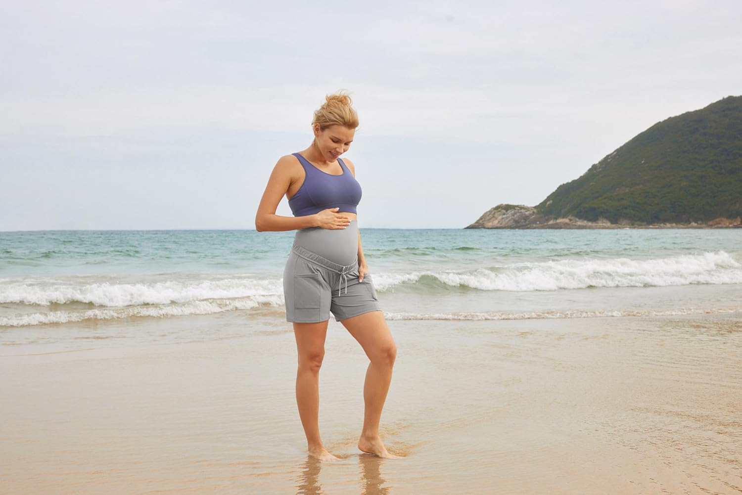 Maacie Pocket Maternity Shorts with Drawstring for Training