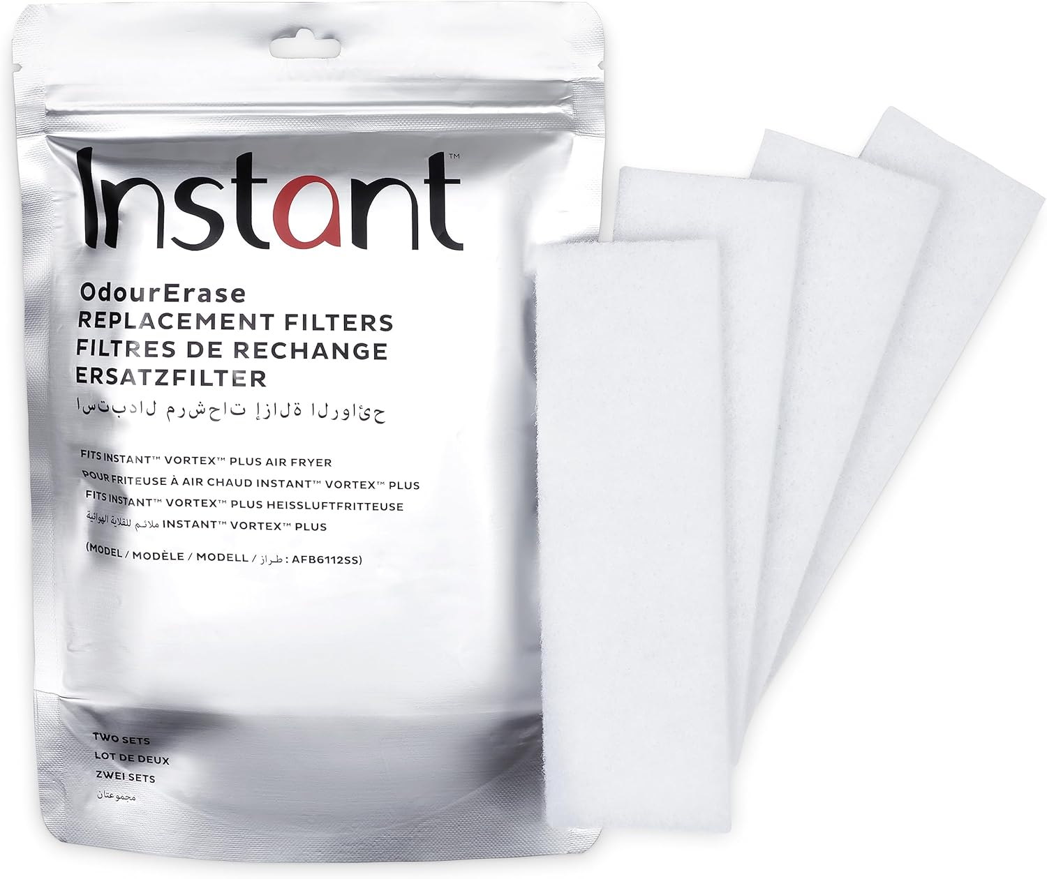 Instant Vortex plus Filters for 5.7L Clearcook Odourerase SS UK Original Filter, Set of 4, White