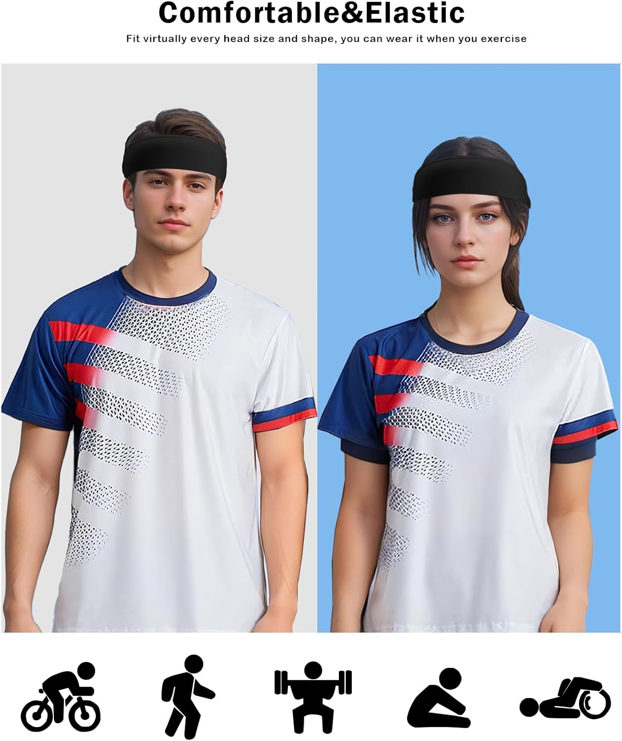 3 Pcs Sports Headband, Tie Headband for Men -Tennis Headband for Women,Sweat Band for Workout, Head Tie for Running, Football, Basketball,Athletics image number 2