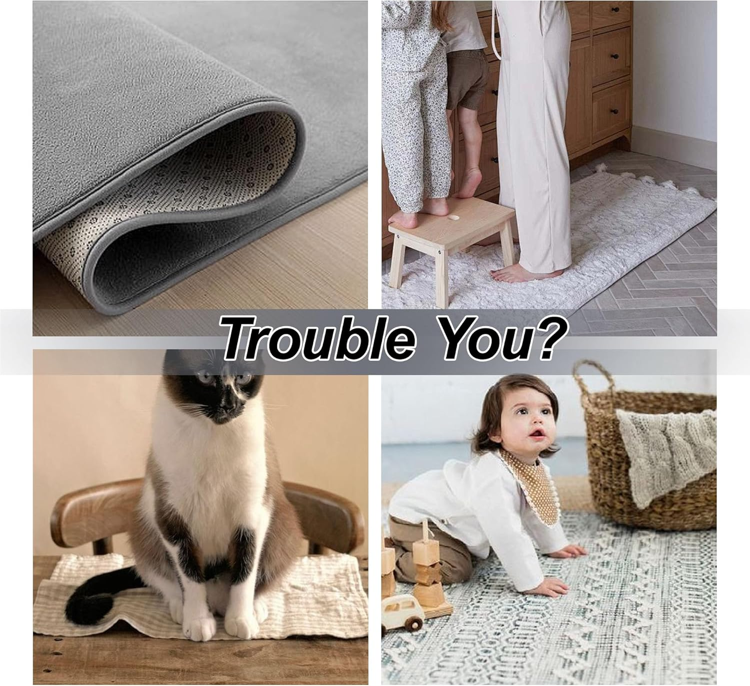 30PCS Rug Gripper for Carpeted Floor and Stair Use, 5 * 5Cm Non-Slip Carpet Grippers for Secure Placement, Great for Stair Sofa Cushions, Car Boot Liners, and Rug to Carpet Gripper Use Black image number 6