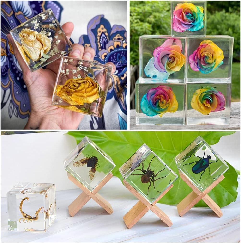 Fineinno Large Square Silicone Resin Mold, 3.35" Cube, DIY Art Epoxy Resin Casting Mold for Candle Soap Making image number 2