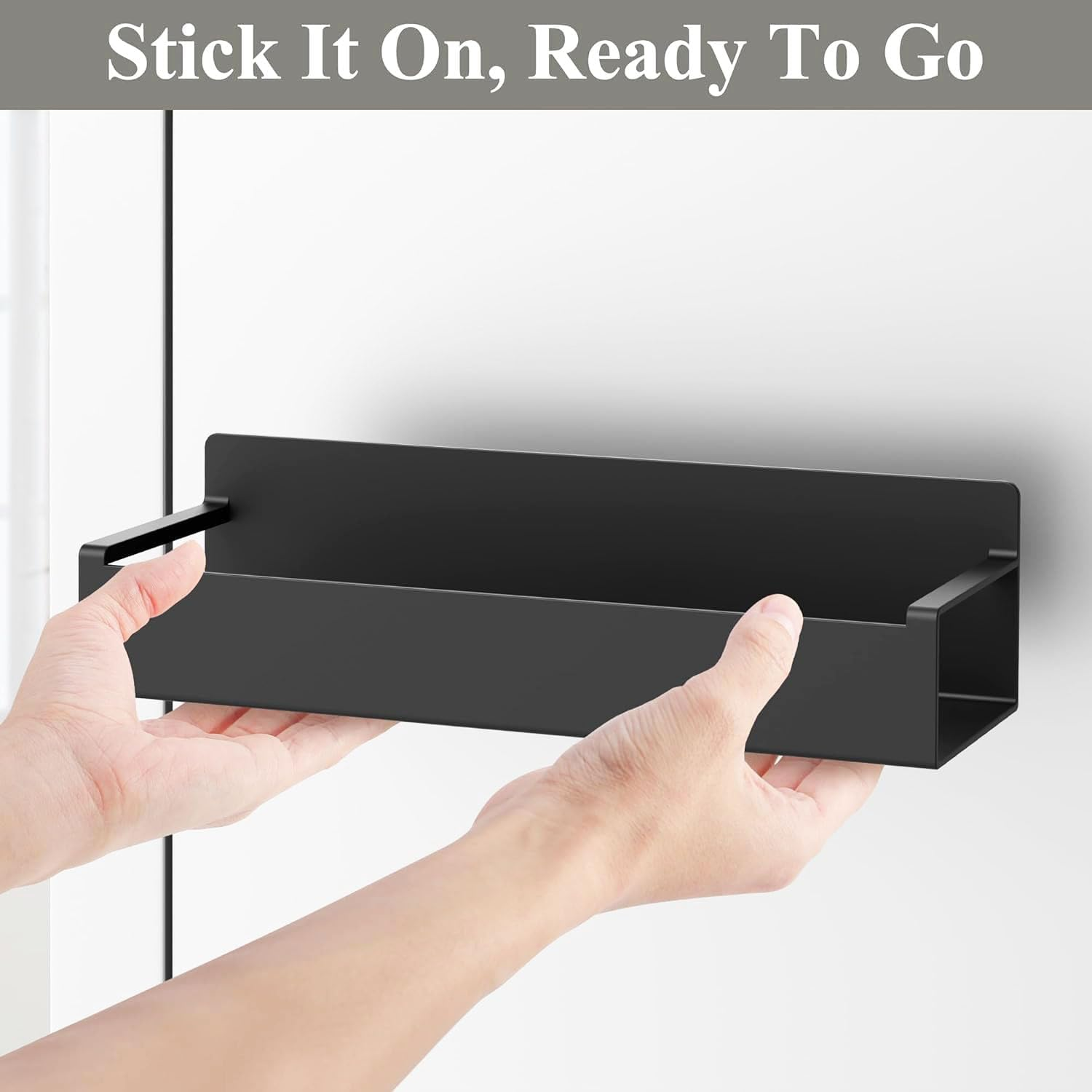 4 Pack Magnetic Spice Rack Organizer for Refrigerator, Magnetic Shelf for Refrigerator and Microwave Oven, Metal Fridge Organizers and Storage for Kitchen (Black) image number 1