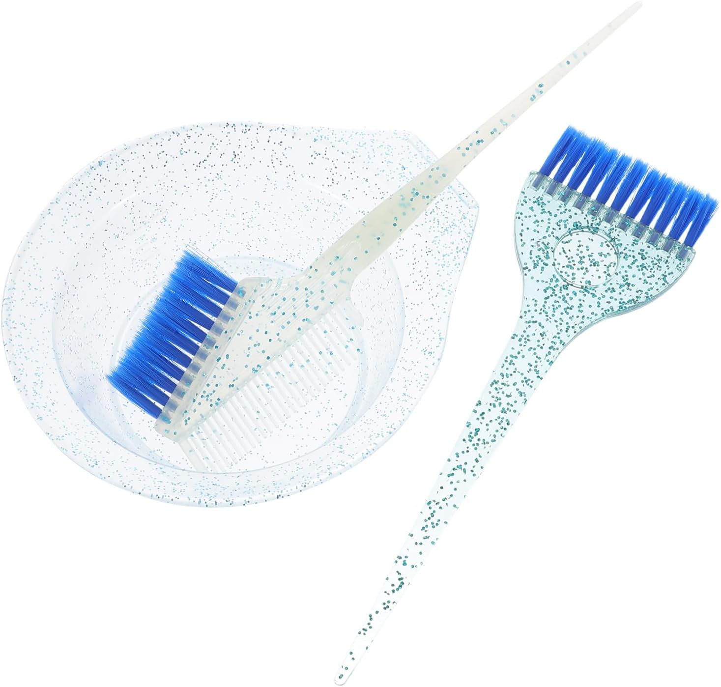 CLISPEED Salon Hair Dyeing Brush Mixing Bowl Flexible Bristles Even Hair Coloring Highlighting Bleaching Tinting Transparent Blue image number 1