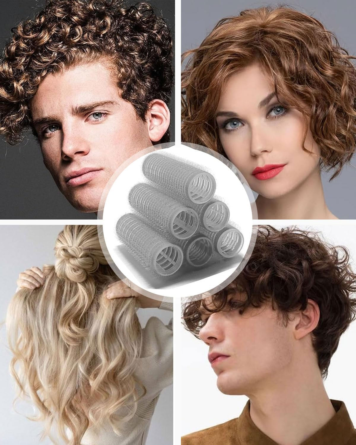 TPZORJX 37 Pieces Manual Hair Rollers Self Adhesive Hair Rollers Salon Barber Shop Rat Tail Combs DIY Curlers with Steel Tip Comb (Black)