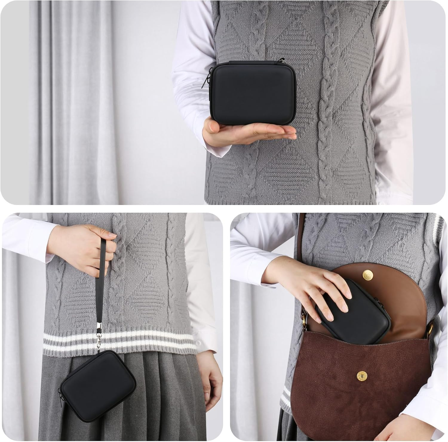 RAIALL Camera Case for Canon Powershot SX740/ SX730/ SX720/ SX710/ SX610/ SX260/ ELPH 360 HS Digital Camera, Vlogging Cameras Travel Bag, Mesh Pocket for Batteries, SD Cards and USB Cable, Black image number 2