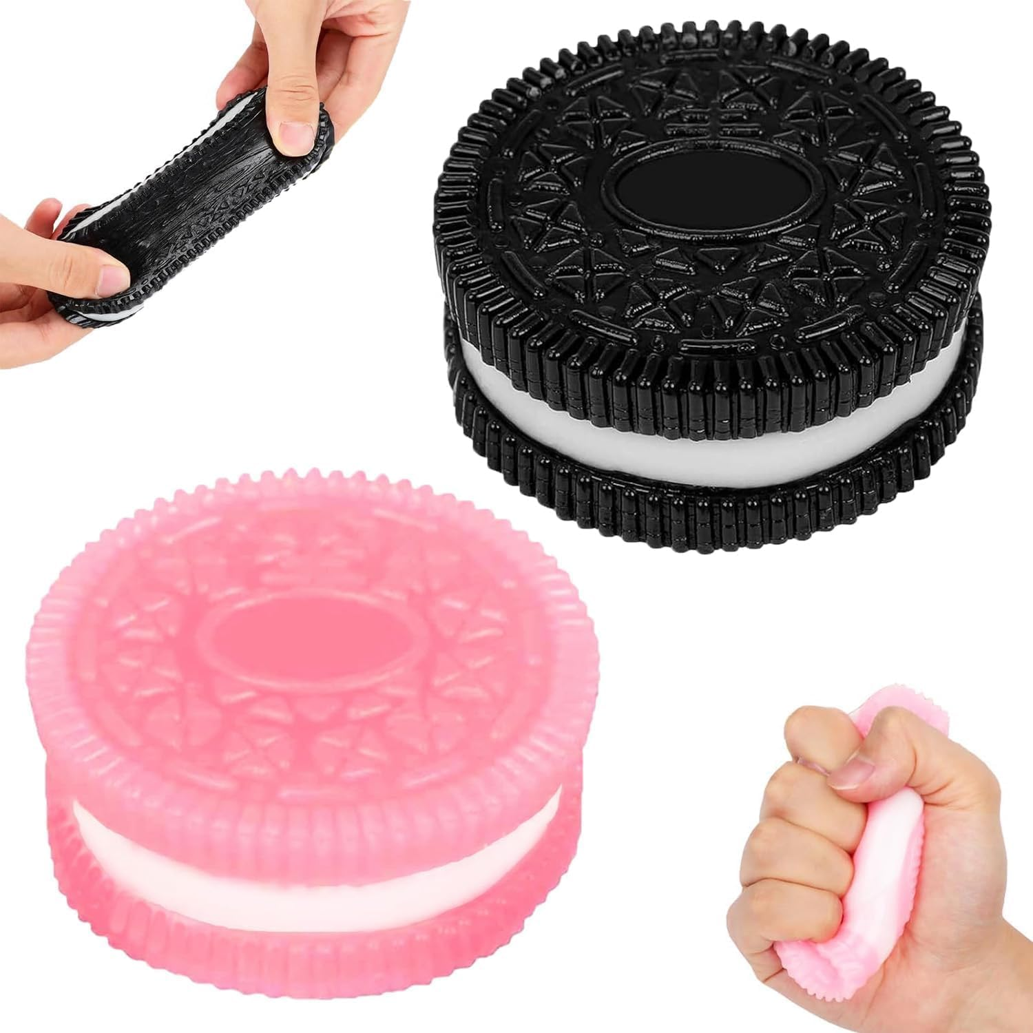 2-Pack Stress Relief Toy, Silicone Taba Squishy Toy, Ultra-Soft Squeeze Toys, Decompression Toy, Decompression Venting Toy, Perfect for Stress and Anxiety Relaxing Toy (Black+Pink)