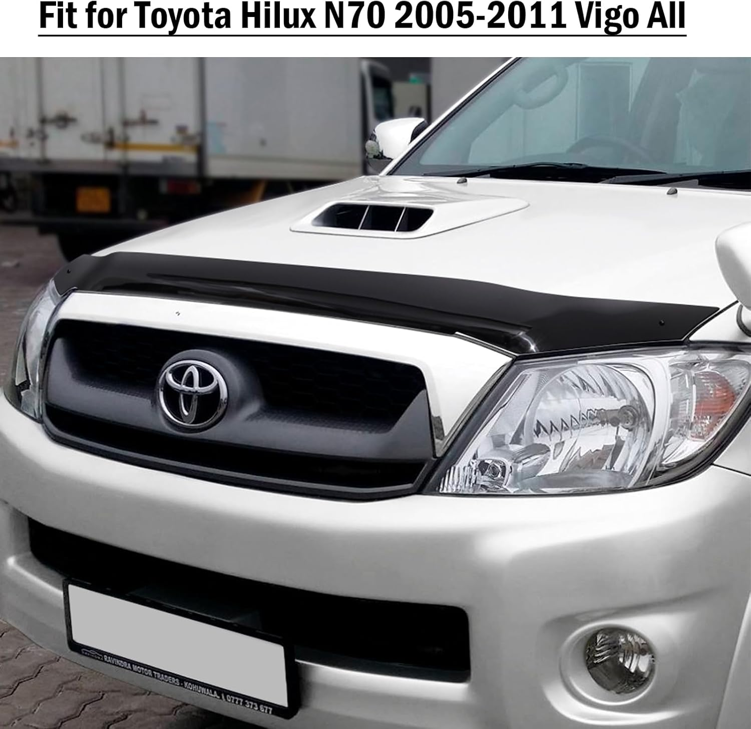 SUERAUTO4X4 Bonnet Protector for Toyota Hilux N70 2005-2011 SR5 SR Workmate Vigo Accessories, Tinted Black Smoked Bonnet Stone Guard Protector Trim Cover Car Exterior Injection image number 2