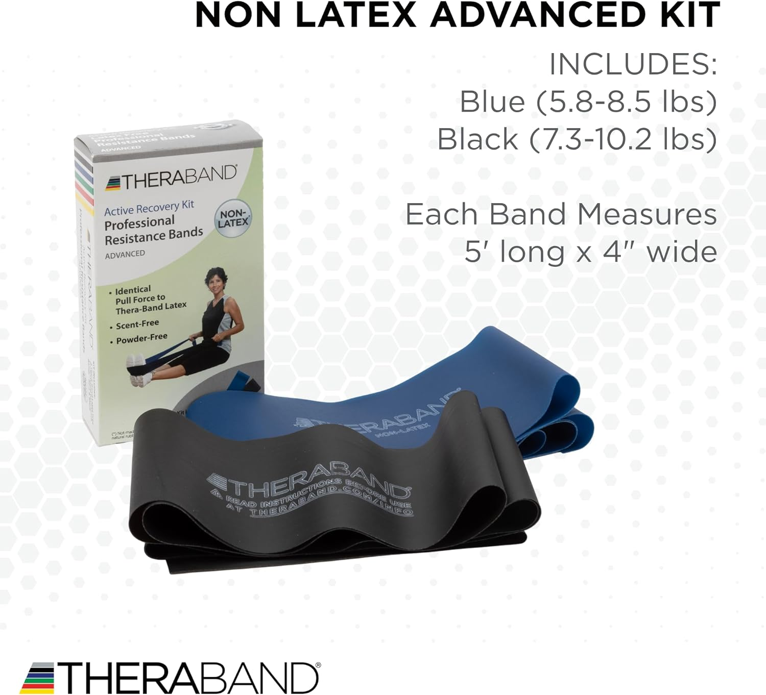 THERABAND Resistance Band Set, Professional Elastic Bands for Upper & Lower Body Exercise, Strength Training without Weights, Physical Therapy, Lower Pilates, Rehab, Beginner & Advanced Sets image number 2