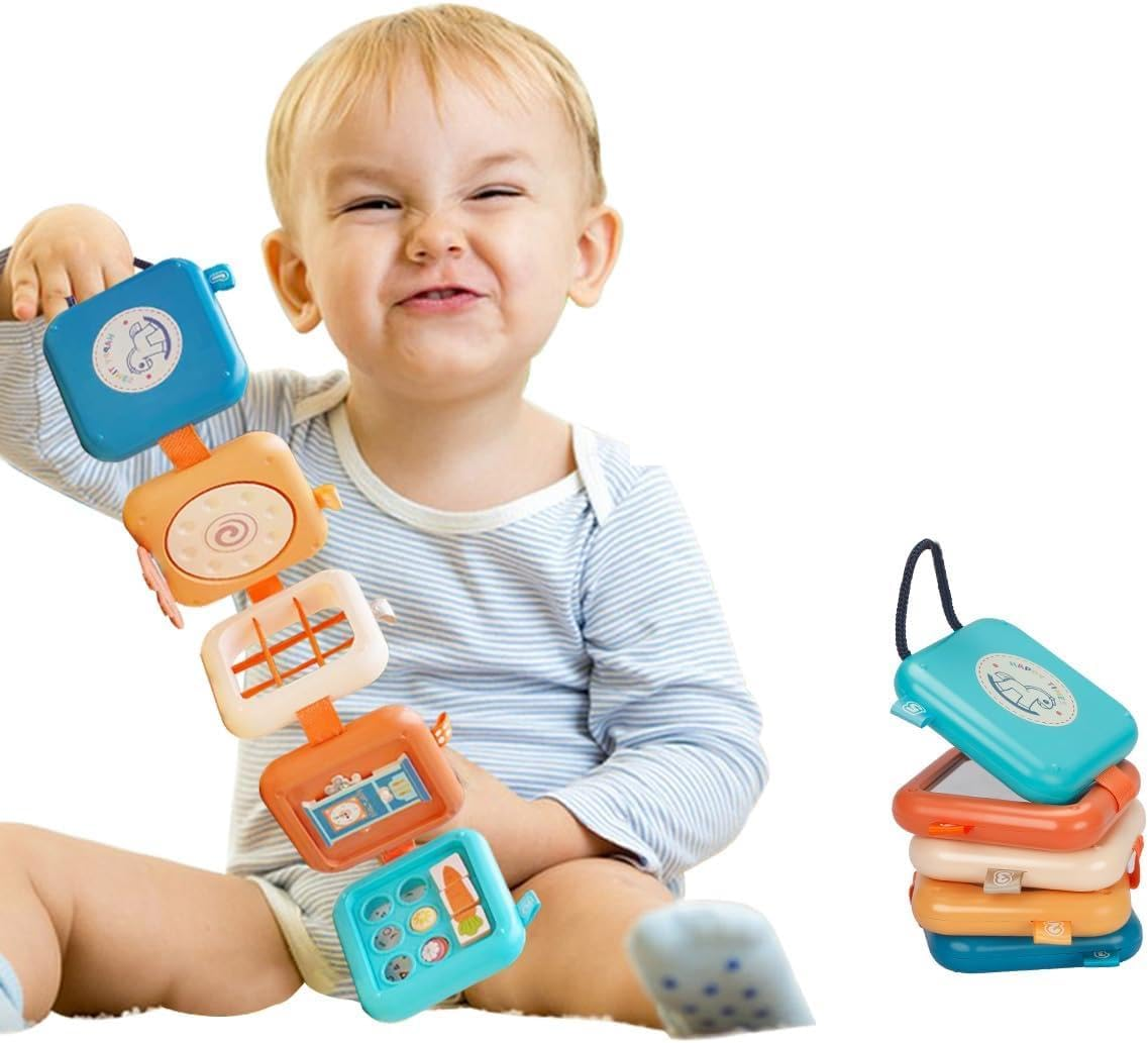 Baby Montessori Busy Activity Cube Board Toys for 1 Year Toddler, 8 in 1 Early Educational Learning Travel Cube for Plane ＆ Car, Sensory Toy for Boys Girls image number 5