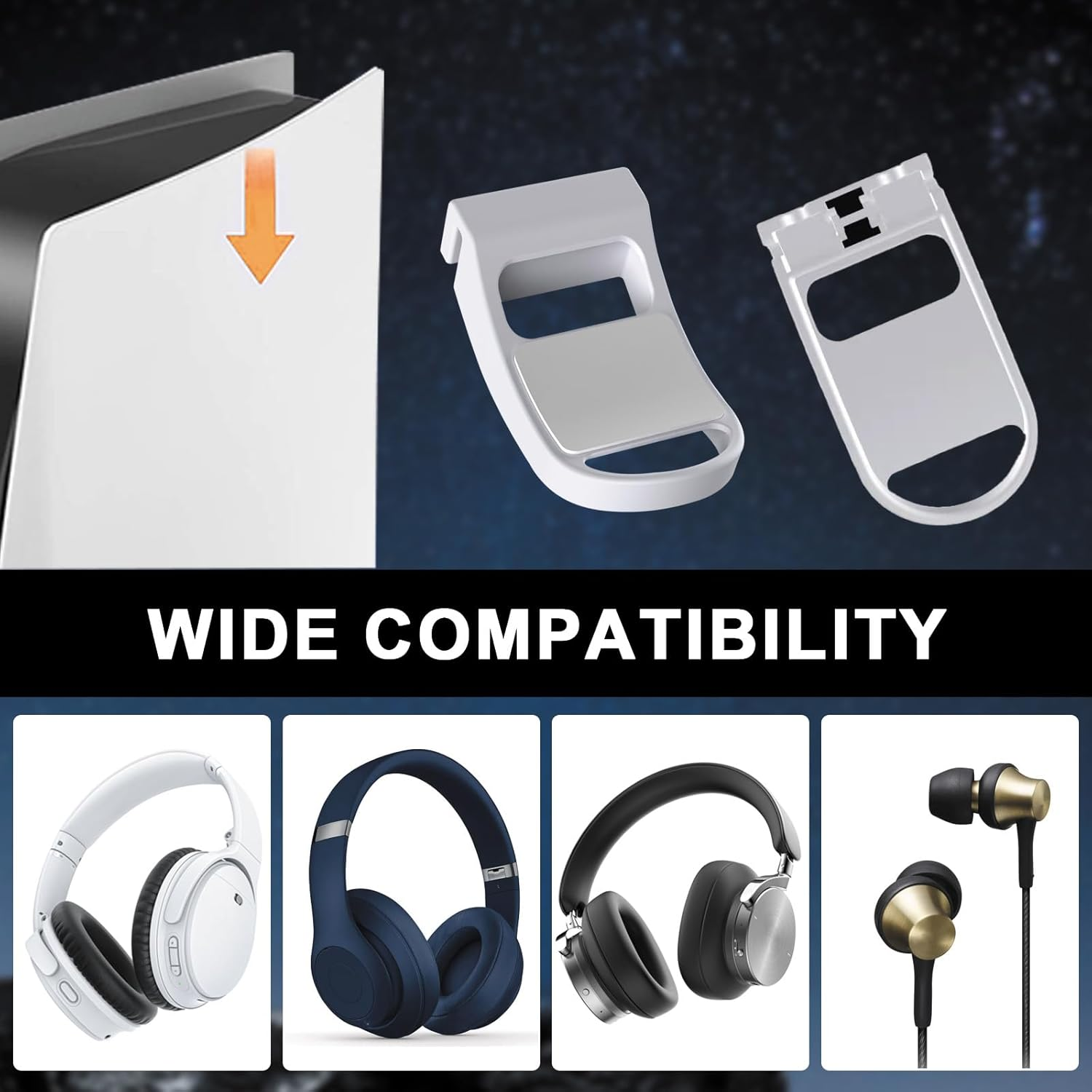 Controller Holder for PS5, Gaming Controller Stand - Universal Headset & Hanger for Ps5/Slim/Pro Consoles, Minimalist Design with Secure Fit, Compatible with Xbox & Switch Pro (White) image number 2