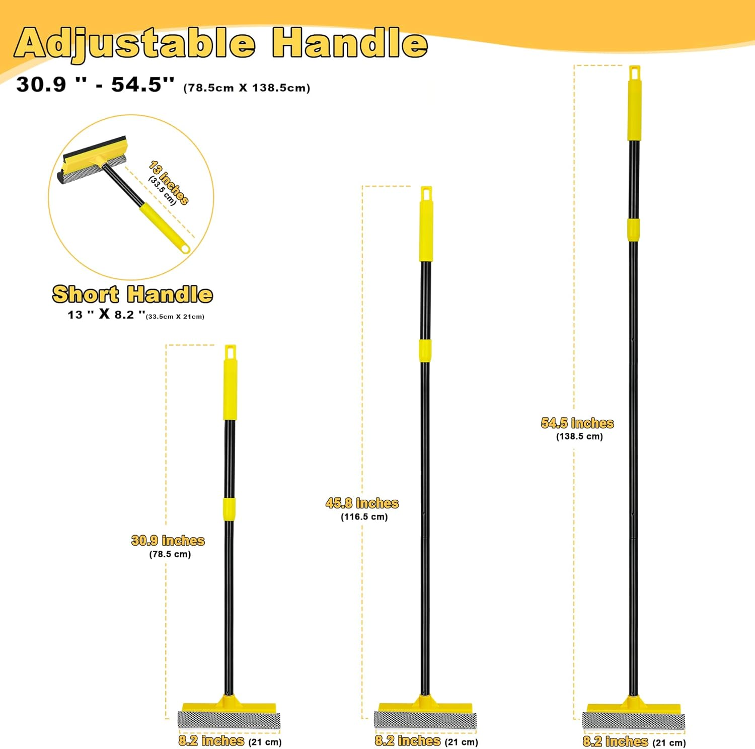 NEWE Window Cleaner Tool, 2-In-1 Squeegee with Sponge & Dual Side Blade Rubber, Window Washing Kit with Extension Pole for Glass, Shower Door, Car Windshield image number 1