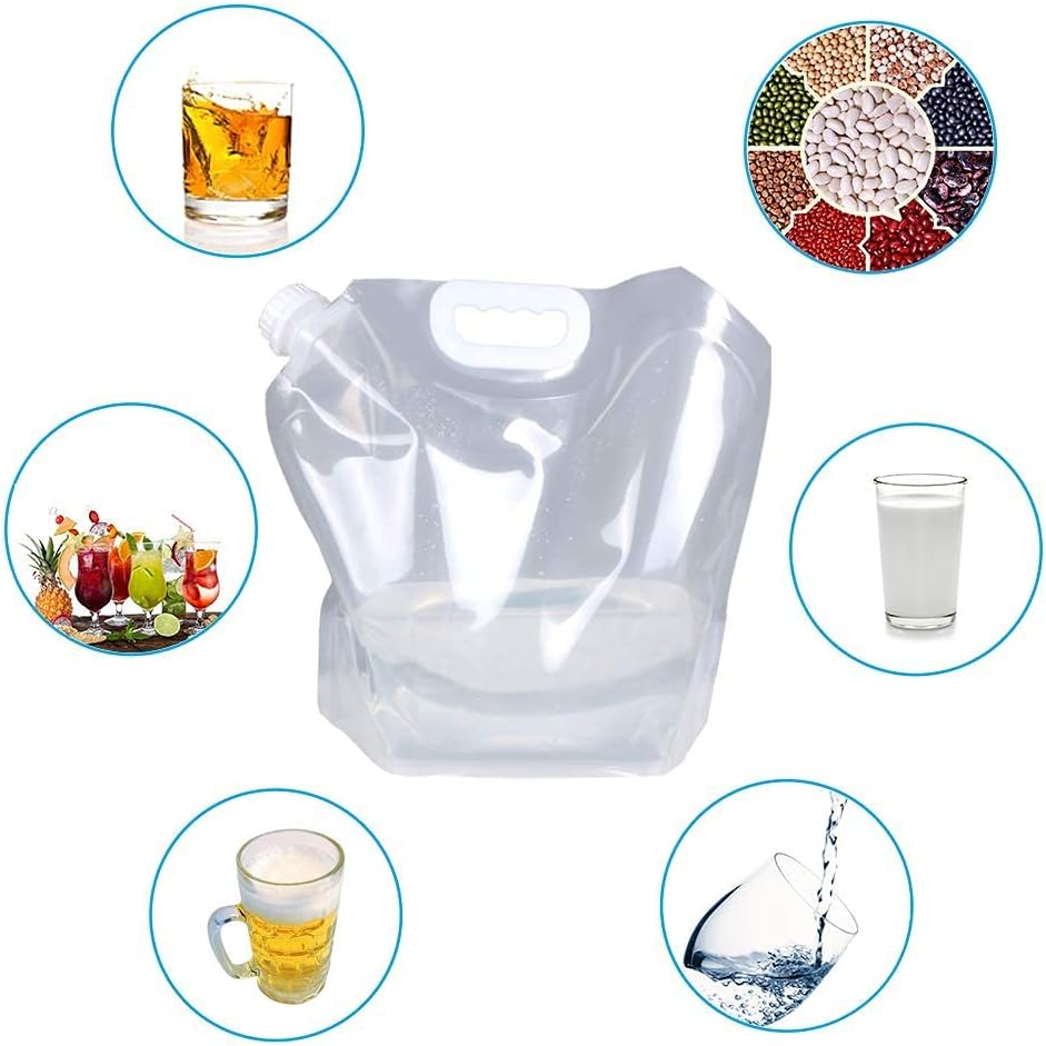 Soddeph Collapsible Water Container Bag, BPA Free Food Grade Clear Plastic Storage Jug for Sport Camping Riding Mountaineer,Freezable, Food Grade (1-Pack-1.3 Gal) image number 5