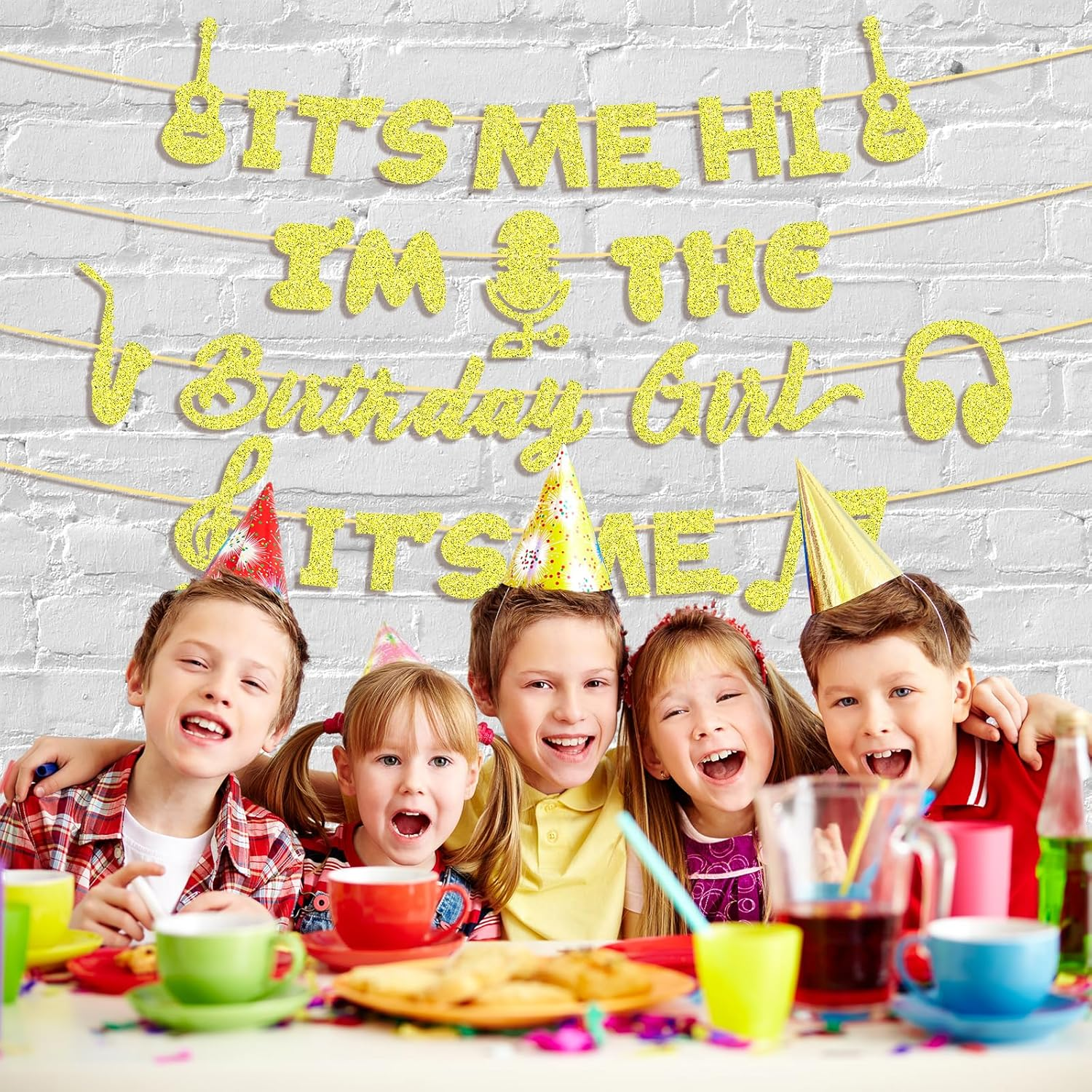 It'S Me Hi I'M the Birthday Girl Banner, Glitter Happy Birthday Banner It'S Me Banner Birthday Party Banner Sign Background for Girls Birthday Party Decor (Gold) image number 4