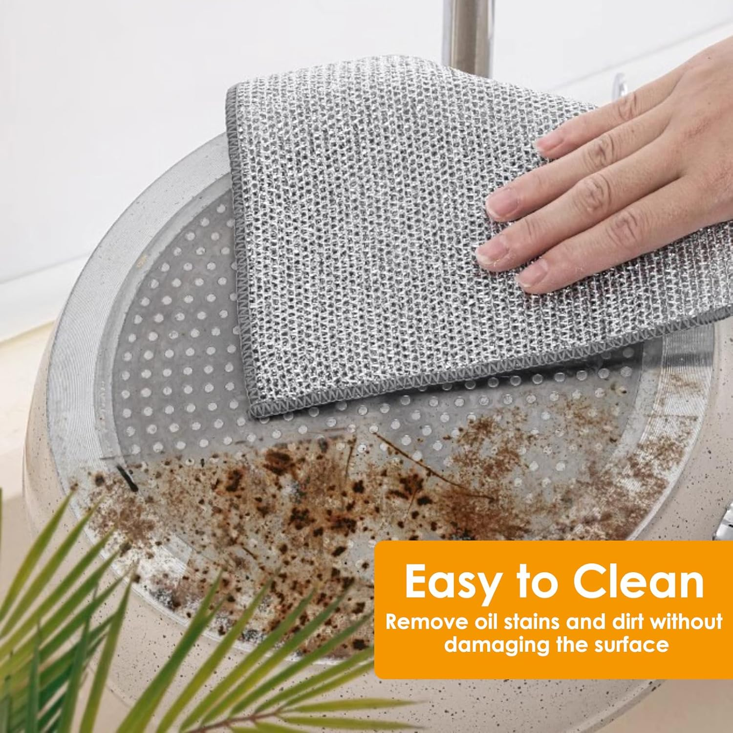 10 Pcs Multipurpose Wire Miracle Cleaning Cloths, Non-Scratch Wire Sponge Cloth Dishwashing Rag for Wet and Dry Use, Silver Dishcloth Double Layer Reusable for Metal Kitchen Pan Pot Dishes image number 6