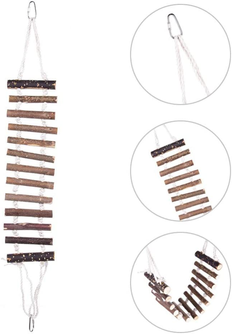 Bird Pet Ladders, Parrot Climbing Ladder Bridge Wood Chewing Hanging Standing Swings Toys for Small Medium Parrots Parakeets, Cockatiels, Lovebirds, Finches（Belt Climbing Buckle） image number 1
