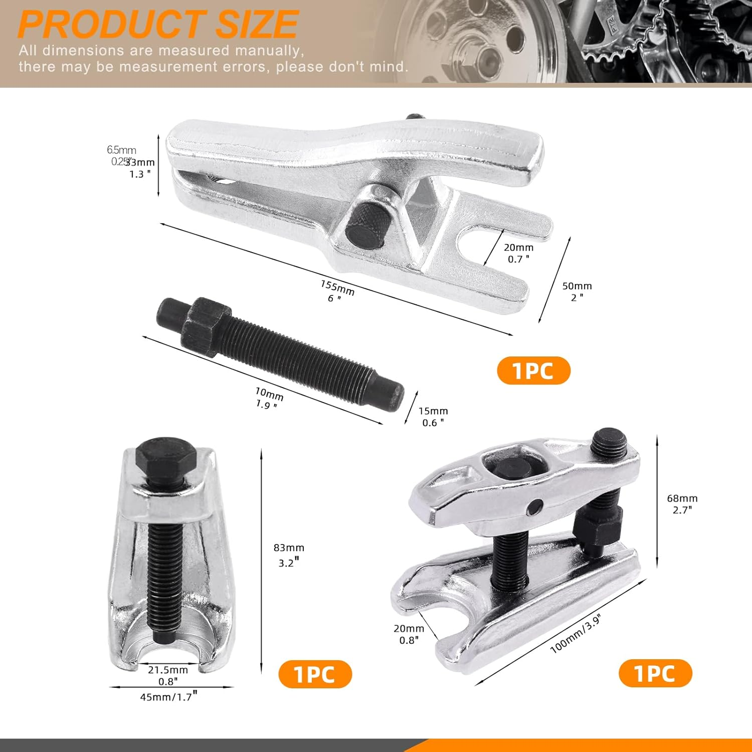 3Pcs Universal Ball Joint Separator Tools Set Including 2Pcs Heavy Duty Ball Joint Separators and 1Pc Tie Rod End Remover for Separating Arms, Tie Rods and Ball Joints on Cars, Trucks, Atvs image number 2