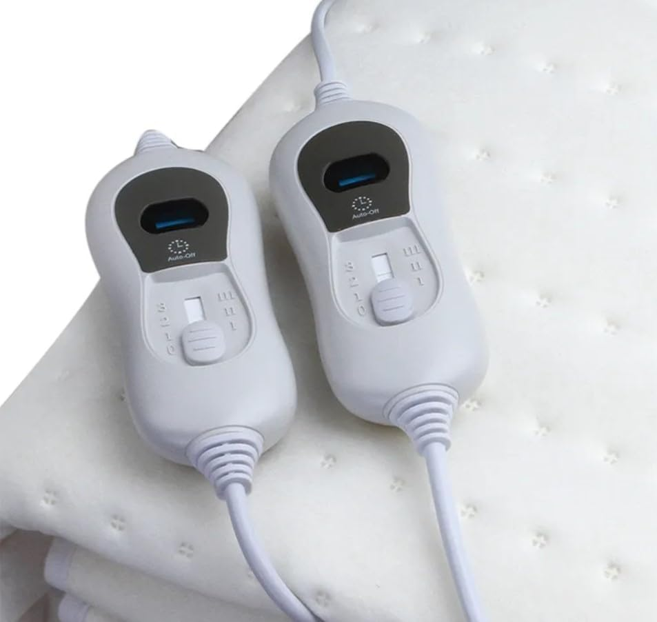 Dual Control King Bed Washable Fitted Electric under Blanket 3 Heat Setting Safety Overheat Protection Machine Washable White Suitable for Queen and King Bed with LED Dual Control (King) image number 2