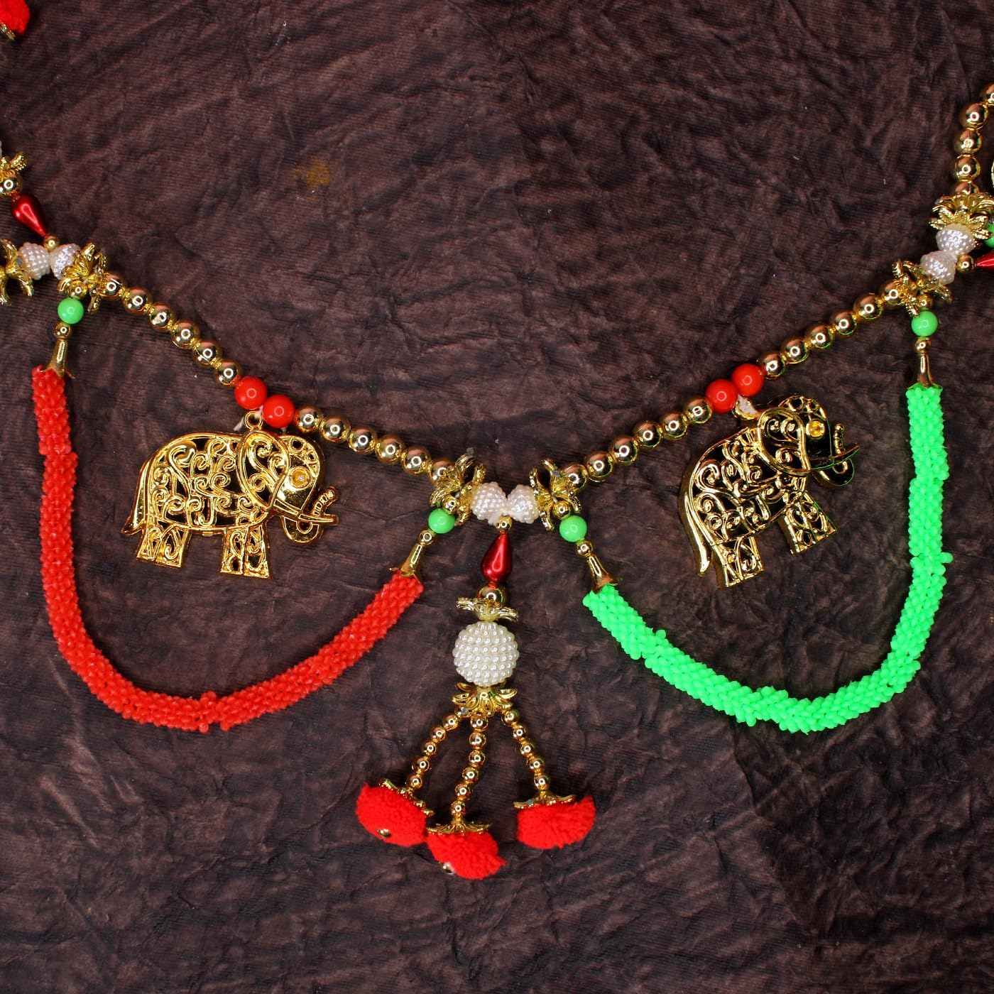 Fully Attractive Main Door Entrance Hanging Toran with Beads and Latkan for Home and Mandir Diwali Festival Decoration image number 4