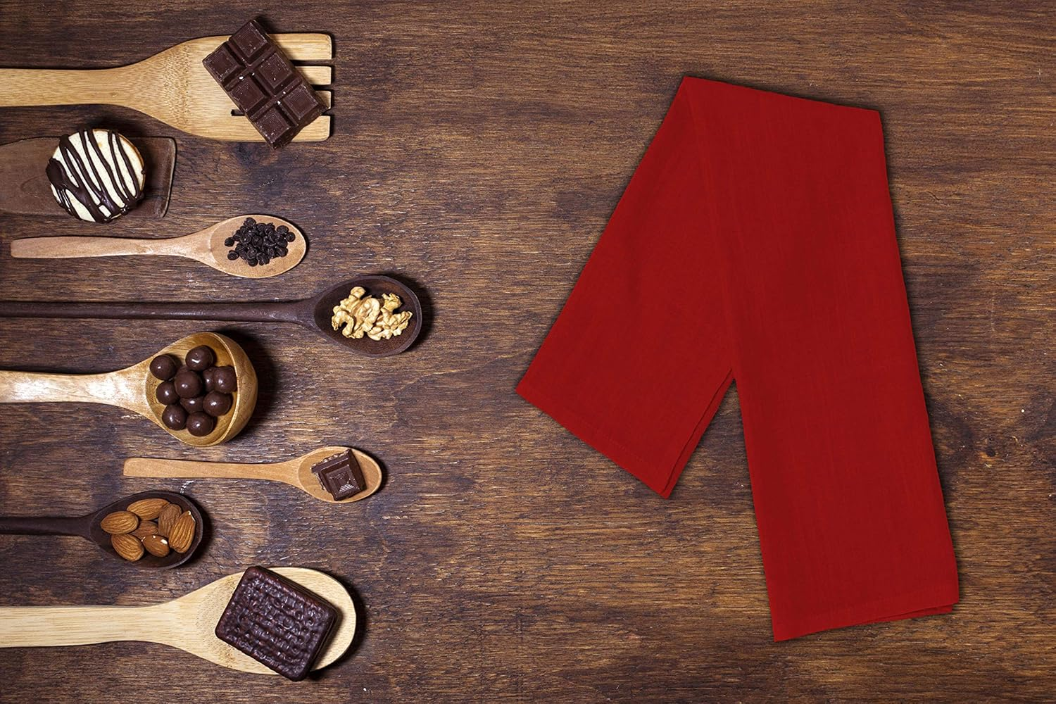 Flour Sack Kitchen Towels (Optical White, 12 Pack), 100% Cotton 28 X 28 Inches Cloth Napkins, Multi Purpose Dish Cloth | Tea Towels | Kitchen Towels&hellip; (Red) image number 4