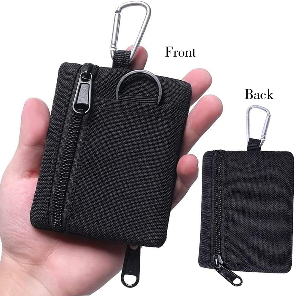 Tactical Keychain Pouch - Military Mini Size Belt Gear EDC Pocket Organizer as Coin Purse ID Card Holder Car Fob Key Waist Case Wallet Earphone Pack - 2 Orange image number 2