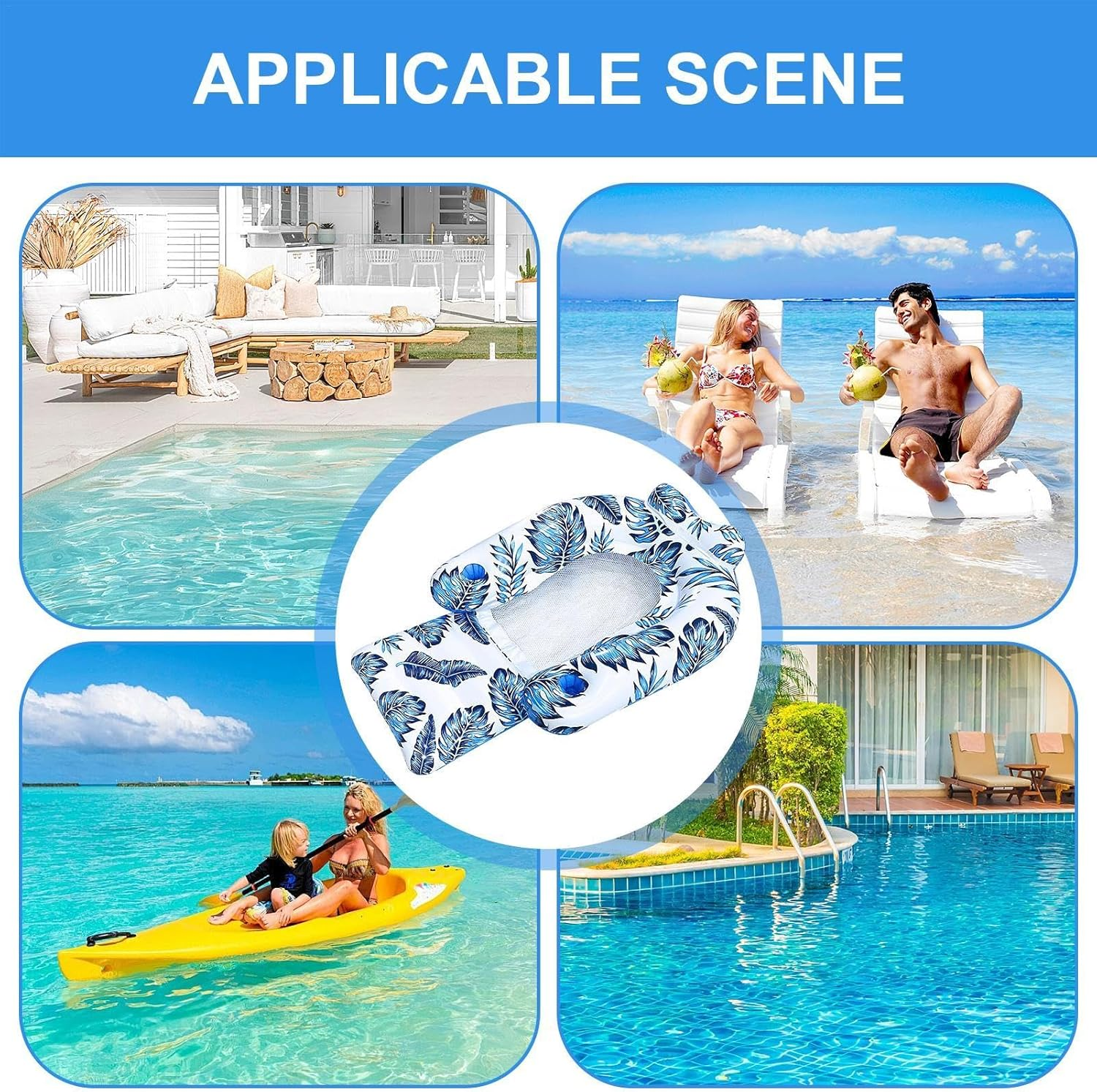 Pool Float | Pool Floaties | Adult Swimming Pool Lounger, Inflatable Float Armrests, Chair Inflatable Rafts, Sun Tanning Water Floats with Cup Holder for Adults