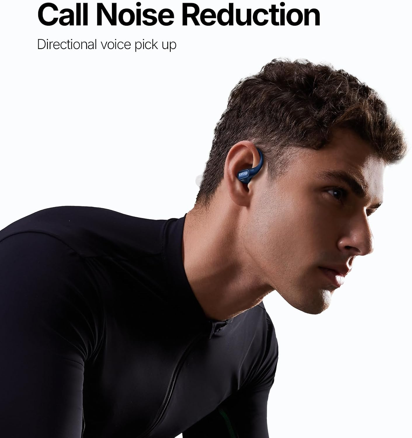 SANAG G6S Open Ear Headphones, Wireless Bluetooth 5.3, Waterproof, Stable Fit, 36 Hours Playtime, Multipoint Connection, Black