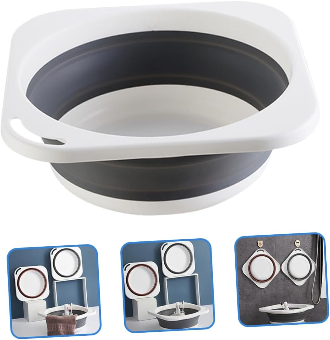 Foldable Face Wash Basin Bathroom Basin with Space-Saving Hanging Handles Easy to Carry Medium Size for Baby'S Face Washing and Outdoor Cleanup image number 1