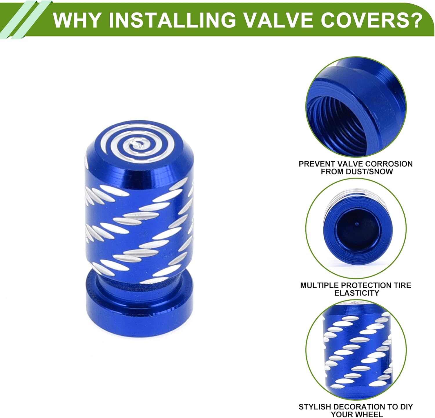 HOPESPANNER Tyre Valve Caps Decorative Blue Wing Pattern Tyre Valve Dust Covers 7 X 22 Mm Aluminium Alloy Pack of 4 image number 1